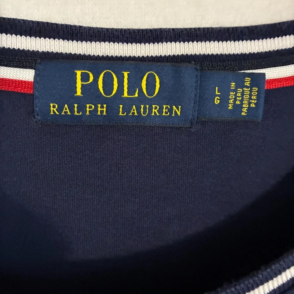 Polo Ralph Lauren‎ USA Shield Big Pony Shirt Mens L Colorblock Logo Preppy Tee